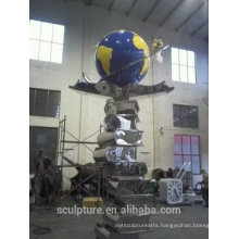 Large Modern Famous Arts Abstract Stainless steel Book and Globe Sculpture for Garden decoration